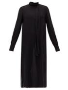 Matchesfashion.com Another Tomorrow - Tie-neck Crepe Midi Dress - Womens - Black
