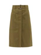 Victoria Beckham - High-rise Cotton-blend Skirt - Womens - Khaki