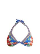 Matchesfashion.com Camilla - Playing Koi Knotted Bikini Top - Womens - Blue Print