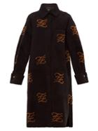 Matchesfashion.com Fendi - Monogrammed Shearling Coat - Womens - Black Multi