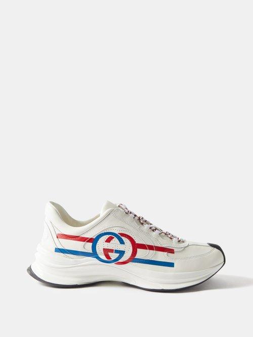 Gucci - Gucci Run Leather Trainers - Mens - White Red