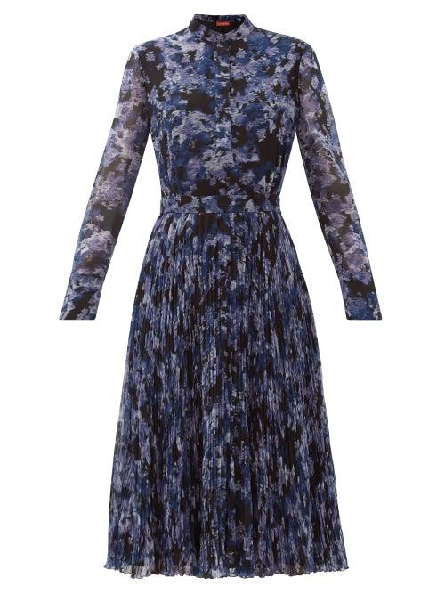 Matchesfashion.com Altuzarra - Ikat-print Georgette Midi Dress - Womens - Blue Print
