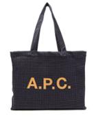 A.p.c. - Diane Houndstooth-check Wool Tote Bag - Womens - Navy