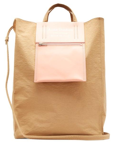Matchesfashion.com Acne Studios - Baker Leather Trim Pocket Tote Bag - Womens - Beige Multi