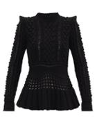 Matchesfashion.com Gabriela Hearst - Martha Peplum-hem Cable-knitted Cashmere Sweater - Womens - Black
