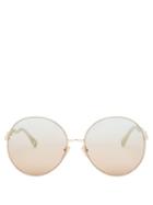 Chlo - Noore Oversized Round Metal Sunglasses - Womens - Green Gold