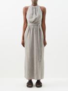 Raey - Gathered-neck Linen-blend Halter Dress - Womens - Grey