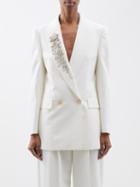 Alexander Mcqueen - Crystal-embellished Crepe Suit Jacket - Womens - Ivory Silver