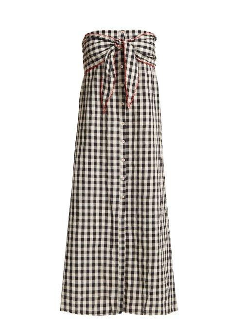 Matchesfashion.com Anaak - Gingham Patterned Cotton Dress - Womens - White Black