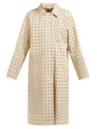 Matchesfashion.com Burberry - Eyelet Embellished Cotton Gabardine Overcoat - Womens - Beige