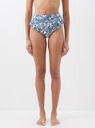Agua By Agua Bendita - Jengibre High-rise Recycled-fibre Bikini Briefs - Womens - Blue Print