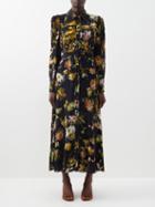 Erdem - Uriel Vine-print Crepe Midi Shirt Dress - Womens - Navy Multi