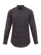 Matchesfashion.com Giorgio Armani - Geometric Jacquard Satin Shirt - Mens - Blue Multi