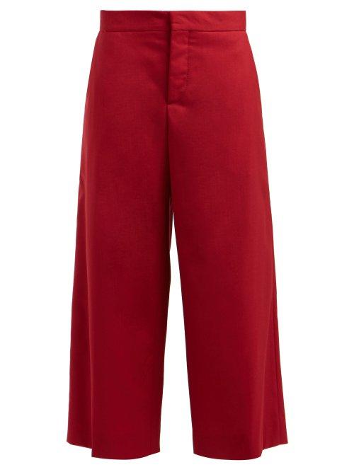 Matchesfashion.com Marni - Cropped Wool Trousers - Womens - Burgundy