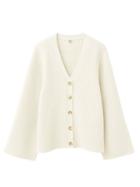 Matchesfashion.com Totme - Flared-sleeve Ribbed-knit Wool-blend Cardigan - Womens - Cream