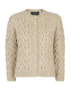 Simone Rocha - Faux-pearl Button Cable-knit Cardigan - Womens - Beige