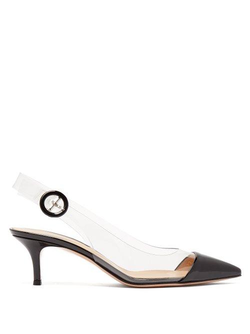Matchesfashion.com Gianvito Rossi - Plexi 55 Patent Leather Slingback Pumps - Womens - Black