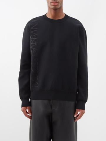 Dolce & Gabbana - Logo-embroidered Jersey Sweatshirt - Mens - Black