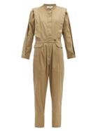 Matchesfashion.com Sea - Tula Pleated Cotton Blend Jumpsuit - Womens - Beige