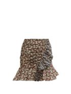 Matchesfashion.com Isabel Marant Toile - Loz Patchwork Print Cotton Mini Skirt - Womens - Pink Multi