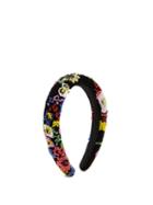 Matchesfashion.com Shrimps - William Beaded Floral Velvet Headband - Womens - Black Multi