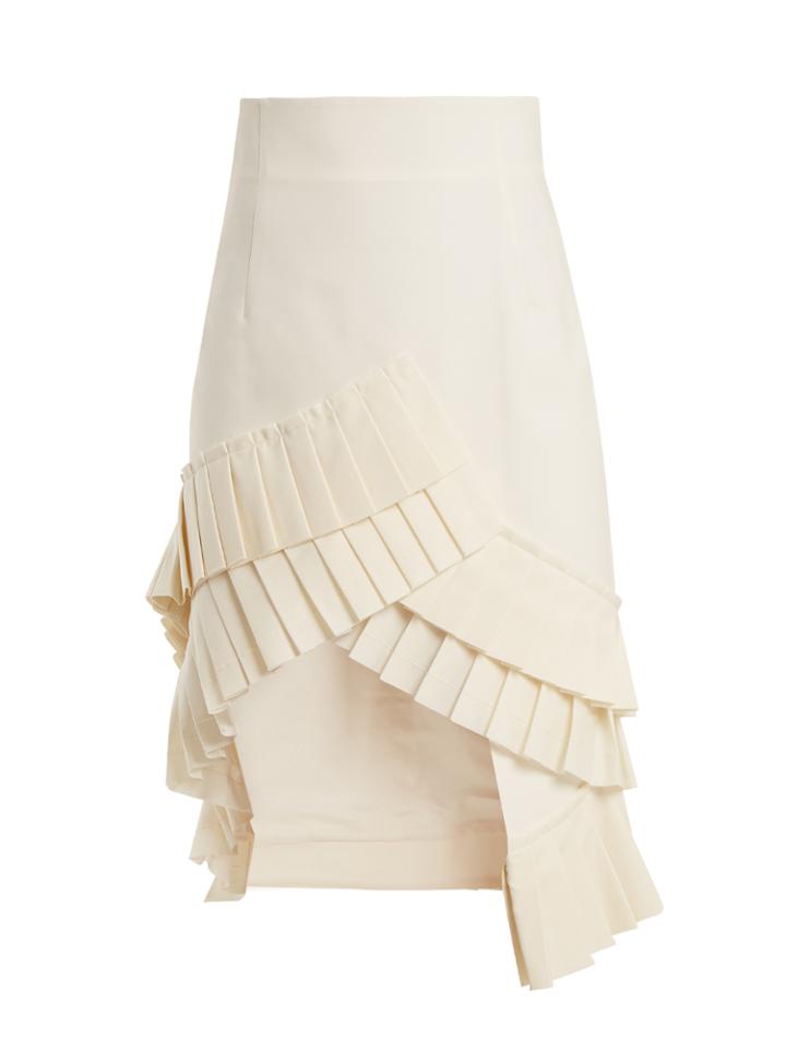 Jacquemus La Jupe Seville Asymmetric Pleated-hem Crepe Skirt