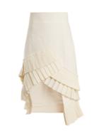 Jacquemus La Jupe Seville Asymmetric Pleated-hem Crepe Skirt