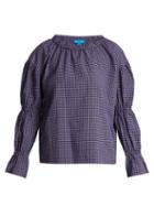 Matchesfashion.com M.i.h Jeans - Long Sleeved Gingham Cotton Blend Top - Womens - Purple Multi
