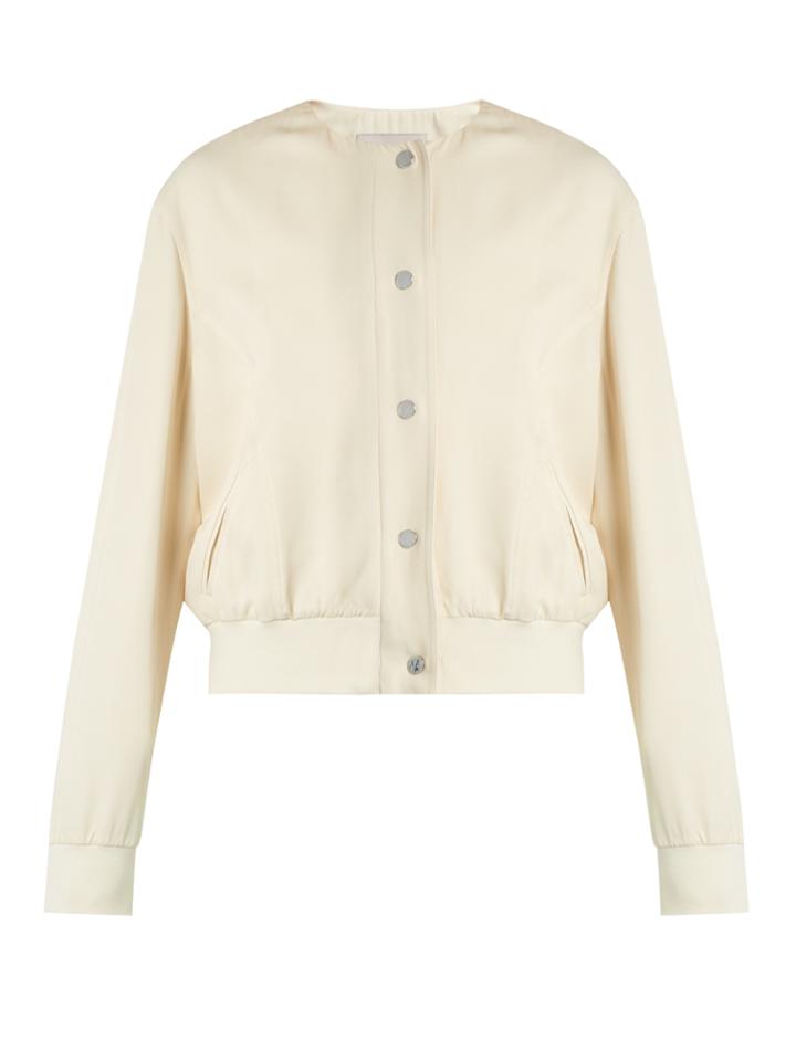 Christopher Kane Pansy-print Satin Bomber Jacket