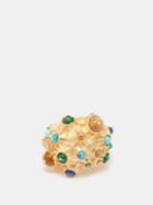 Bottega Veneta - Stone-embellished 18kt Gold-vermeil Ring - Womens - Gold Multi