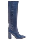 Paris Texas - Knee-high Lizard-effect Leather Boots - Womens - Blue