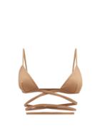 Matteau - The Wrap Crinkled Triangle Bikini Top - Womens - Camel