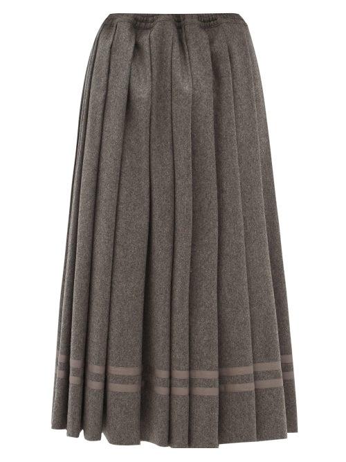Matchesfashion.com Zanini - Pleated Wool-flannel Midi Skirt - Womens - Grey