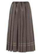 Matchesfashion.com Zanini - Pleated Wool-flannel Midi Skirt - Womens - Grey