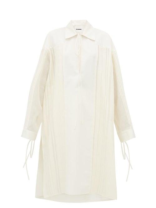 Matchesfashion.com Jil Sander - Knife Pleated Cotton Poplin Kaftan - Womens - Ivory