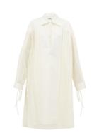 Matchesfashion.com Jil Sander - Knife Pleated Cotton Poplin Kaftan - Womens - Ivory