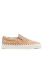 Chloé Kyle Scallop-edged Suede Slip-on Trainers