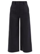 Cefinn - Tate Flared-leg Cropped Hopsack Trousers - Womens - Navy