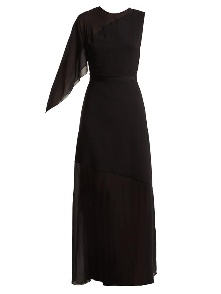 Lanvin Asymmetric Draped-sleeve Silk-blend Gown