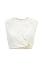 Aje - Byblos Ring-embellished Linen Crop Top - Womens - Ivory