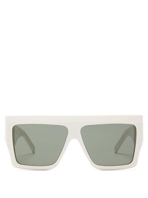 Matchesfashion.com Celine Eyewear - Rectangle Acetate Sunglasses - Womens - White