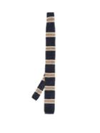 Matchesfashion.com Brunello Cucinelli - Striped Cotton And Linen-blend Knitted Tie - Mens - Brown Navy