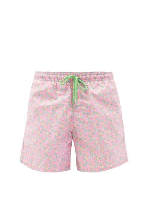 Matchesfashion.com Vilebrequin - Moorea Tile-print Swim Shorts - Mens - Pink Multi