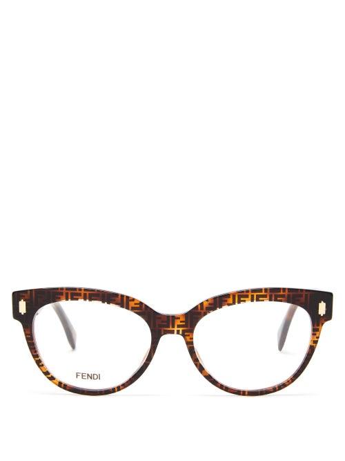 Matchesfashion.com Fendi - Ff Cat-eye Acetate Glasses - Womens - Brown