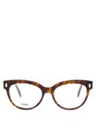 Matchesfashion.com Fendi - Ff Cat-eye Acetate Glasses - Womens - Brown