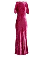 Matchesfashion.com Attico - Draped Short Sleeved Ruched Velvet Dress - Womens - Fuchsia