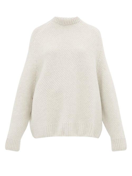Matchesfashion.com Raey - Crew Neck Basket Weave Wool Sweater - Womens - Ivory