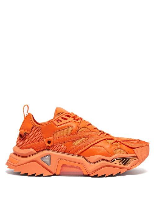 Matchesfashion.com Calvin Klein 205w39nyc - Strike 205 Mesh And Leather Trainers - Mens - Orange