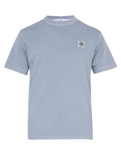 Matchesfashion.com Stone Island - Logo Patch Cotton T Shirt - Mens - Light Purple
