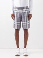 Burberry - Checked Silk Shorts - Mens - Grey Multi